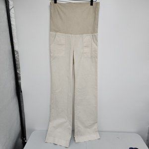 NEW XCVI Size Small Fold Over Pull On Maternity Pants Tan Stretch wide leg